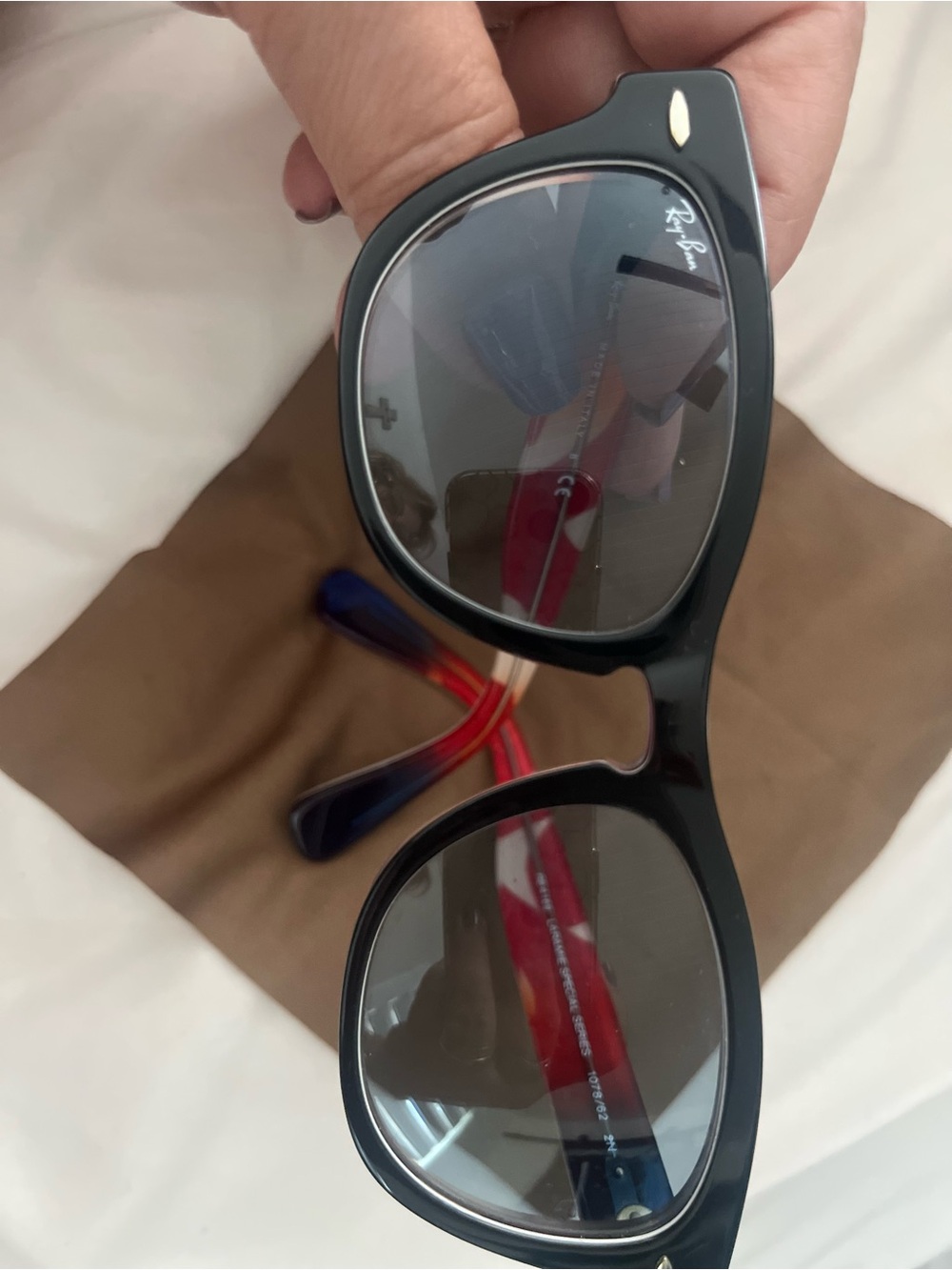 Ray-Ban Women's Black Frames with Blue and Red Temple Accents Sunglasses